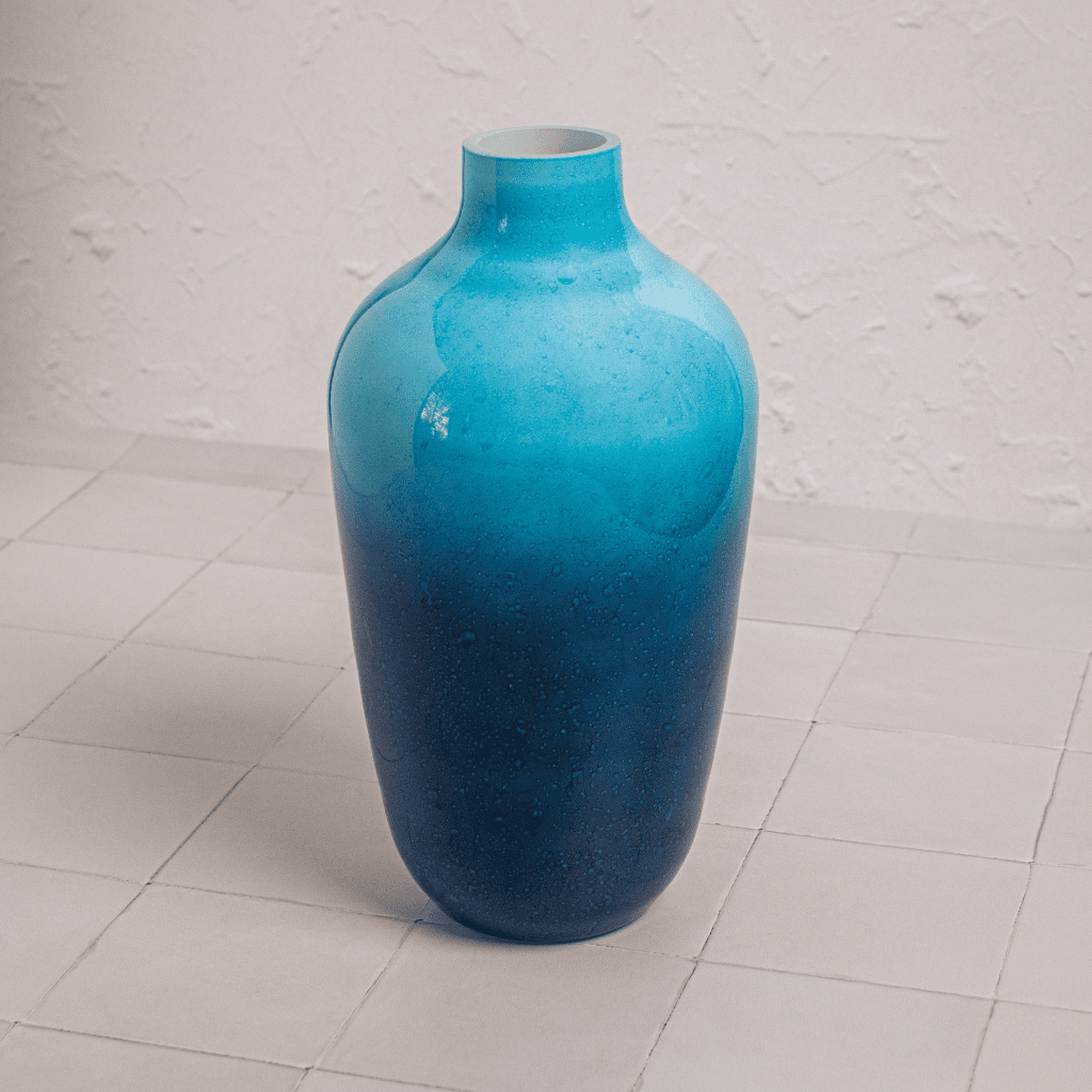 blue glass vase