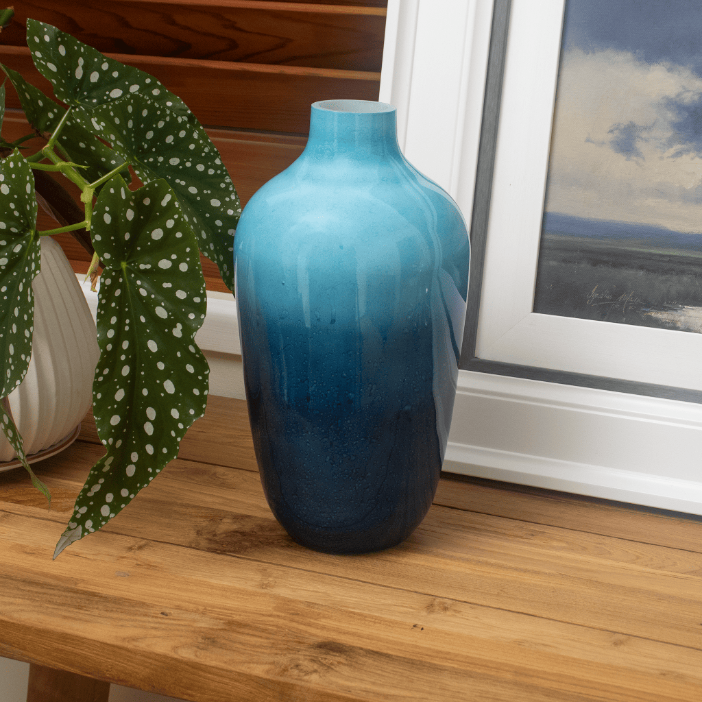 blue glass vase