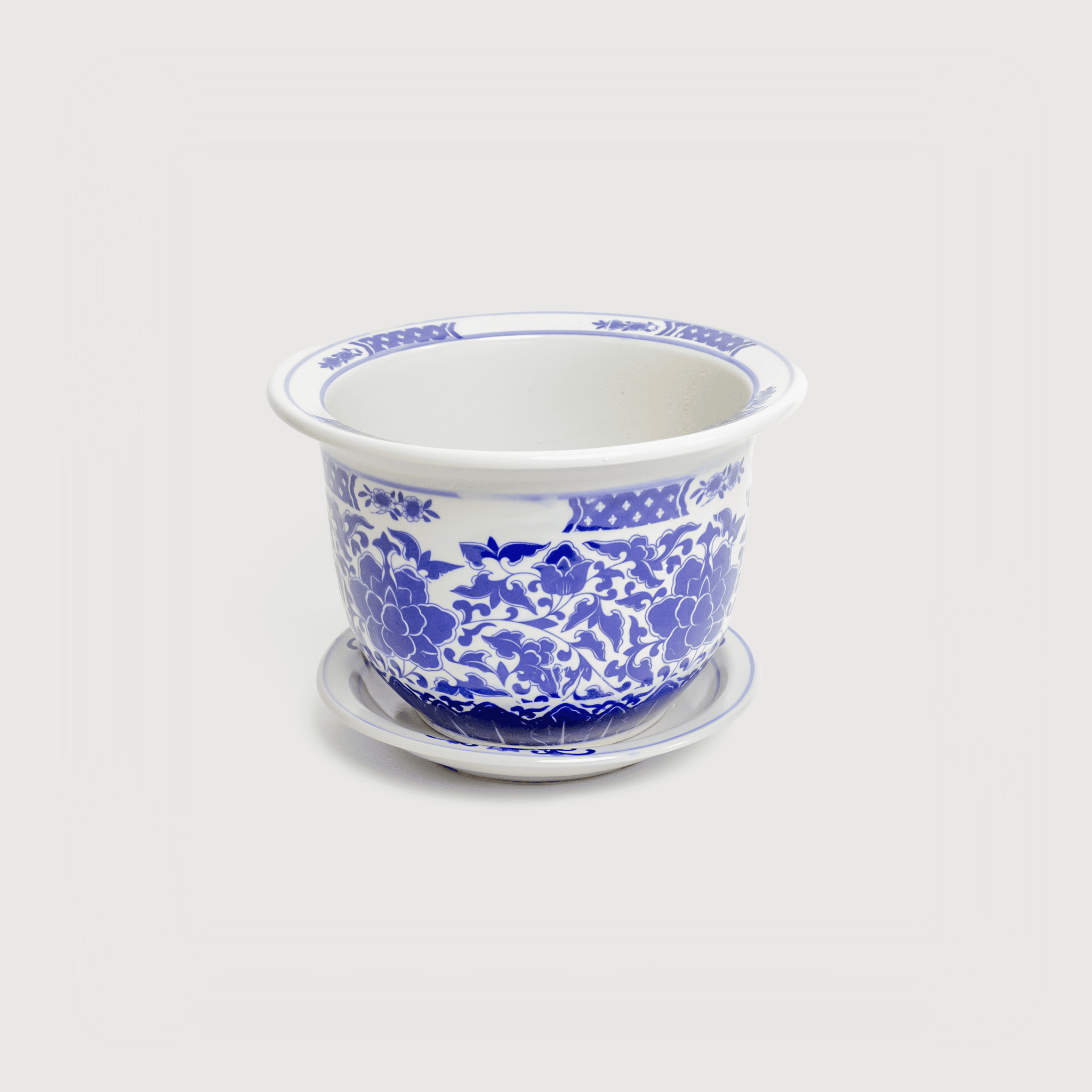 Blue and white ceramic planter with base XS - coastal home decor Australia